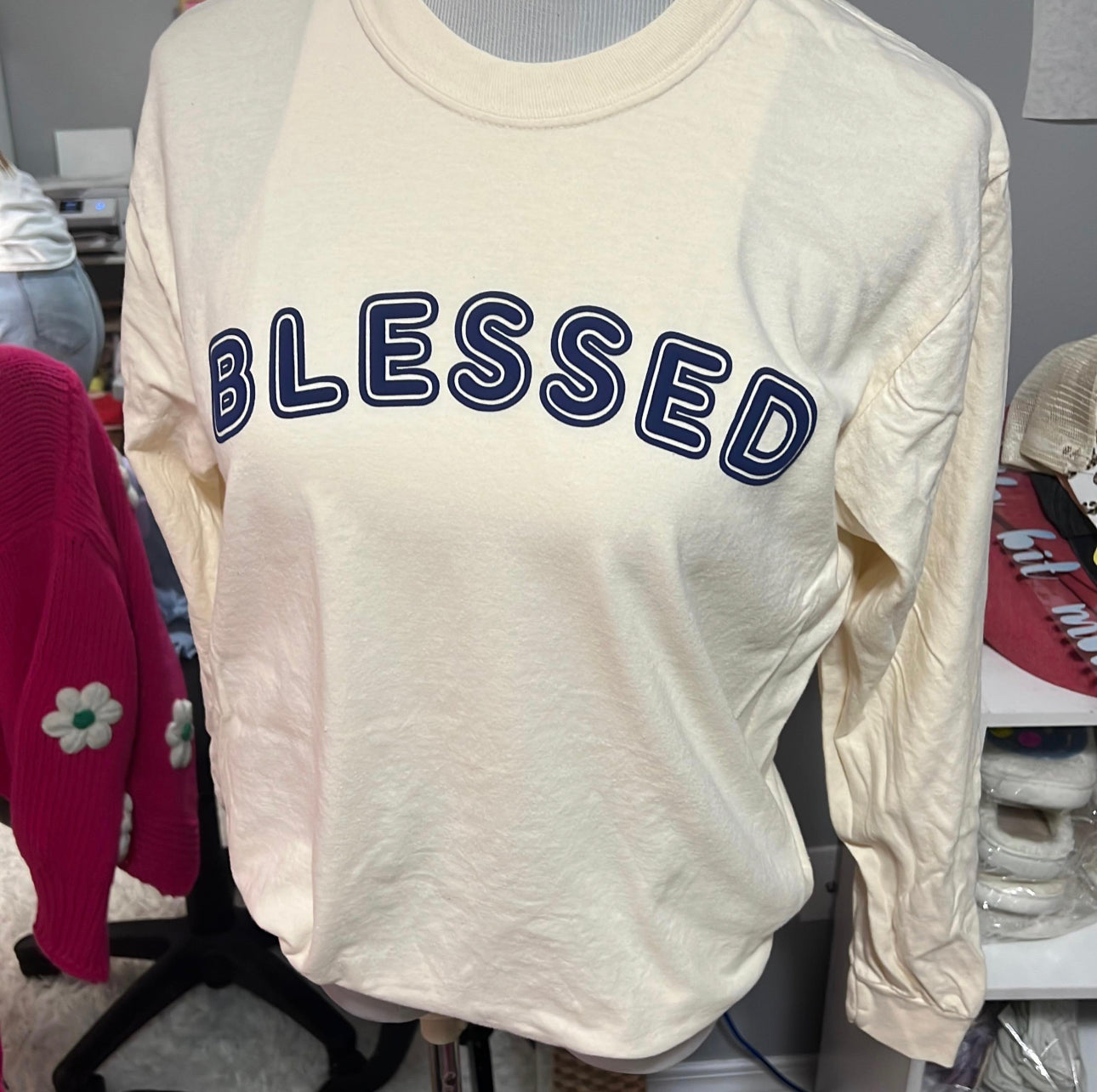 Blessed Puff Print Long Sleeve Tee