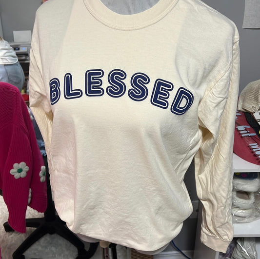 Blessed Puff Print Long Sleeve Tee