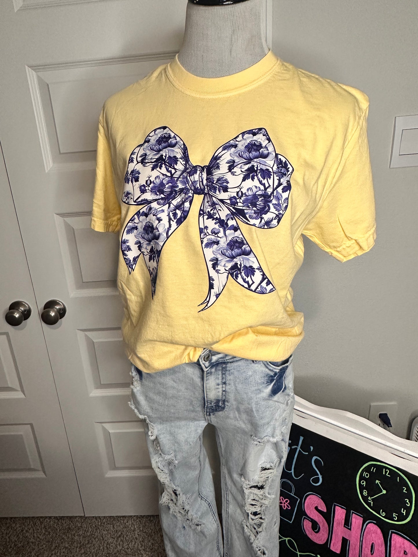 Floral Bow Comfort Color Tshirt