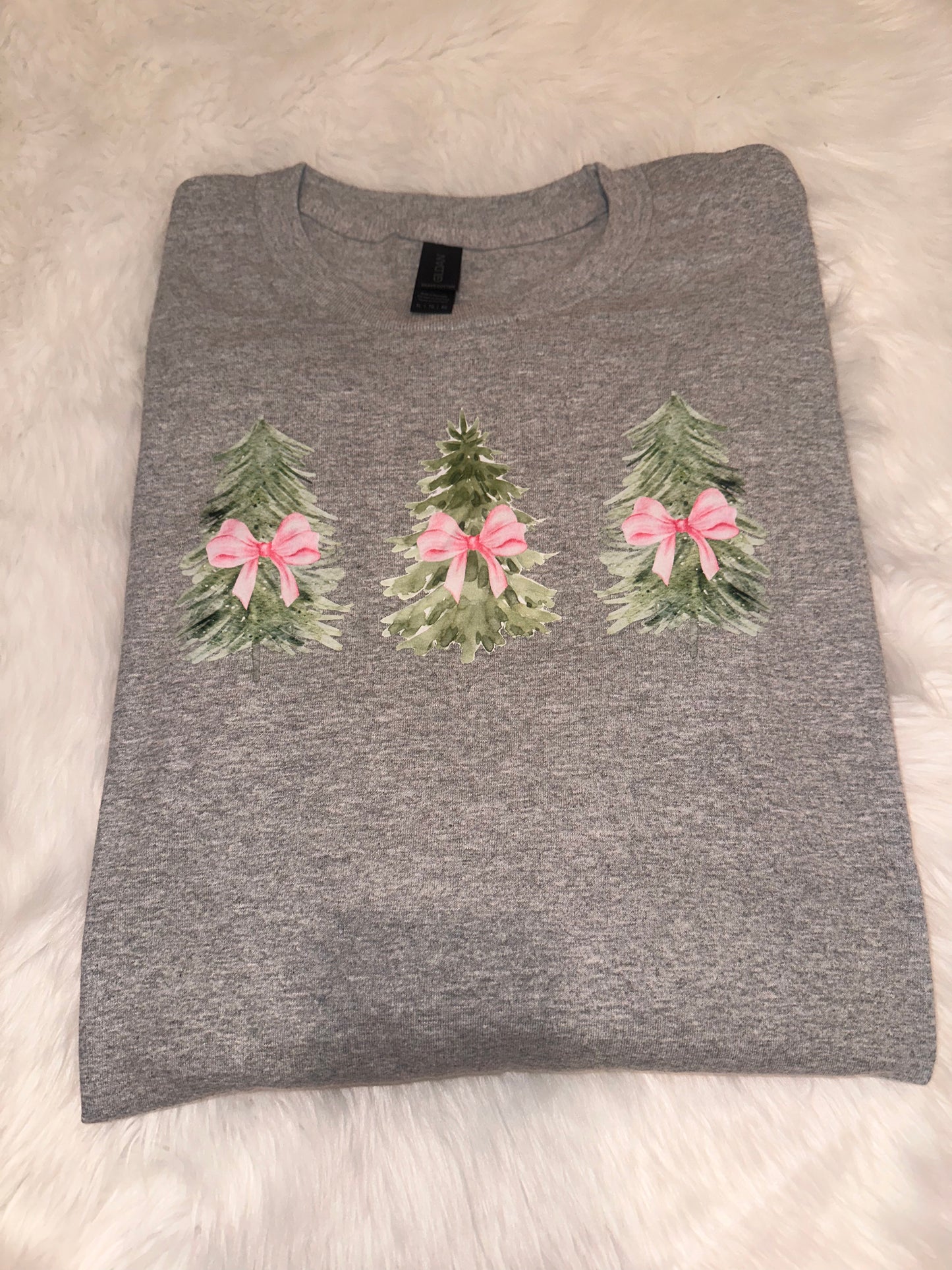 Christmas Tree Bow Long Sleeve Tshirt